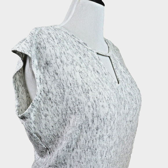 Michael Stars Size L Keyhole Cutout Knit Top Marled White Ash Gray - Picture 7 of 10
